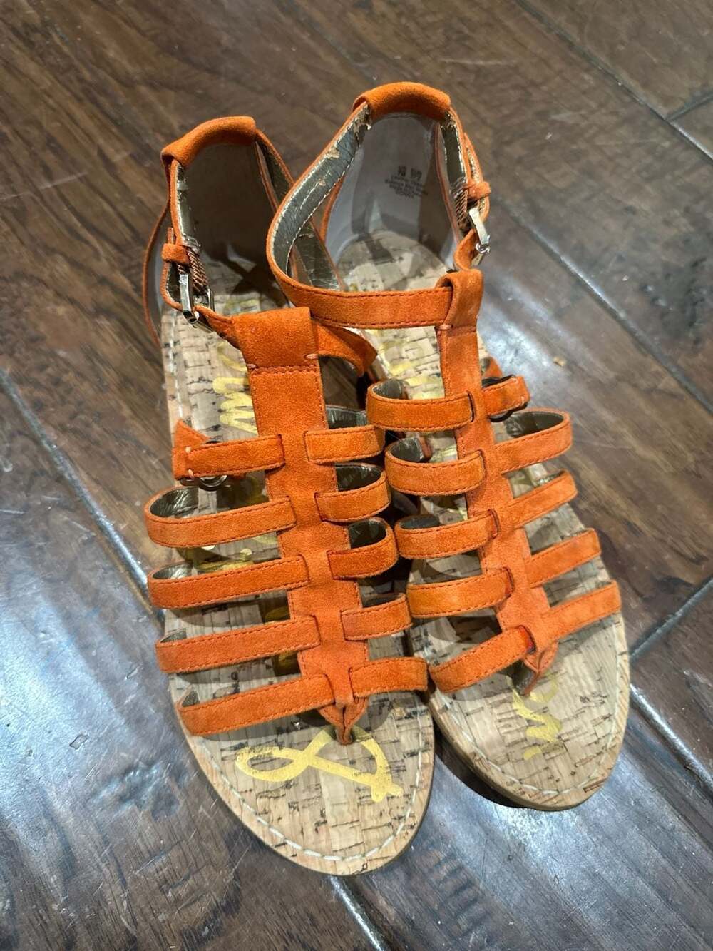 Sam‎ Edelman Gretchen Orange Suede Gladiator Sandals Size 7M